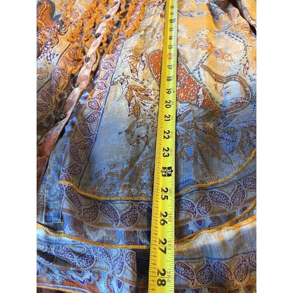 Soft Surrounding Button Up Blouse Women M Boho Floral Rayon Shirt Western - Picture 11 of 11